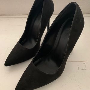 Black suede heels